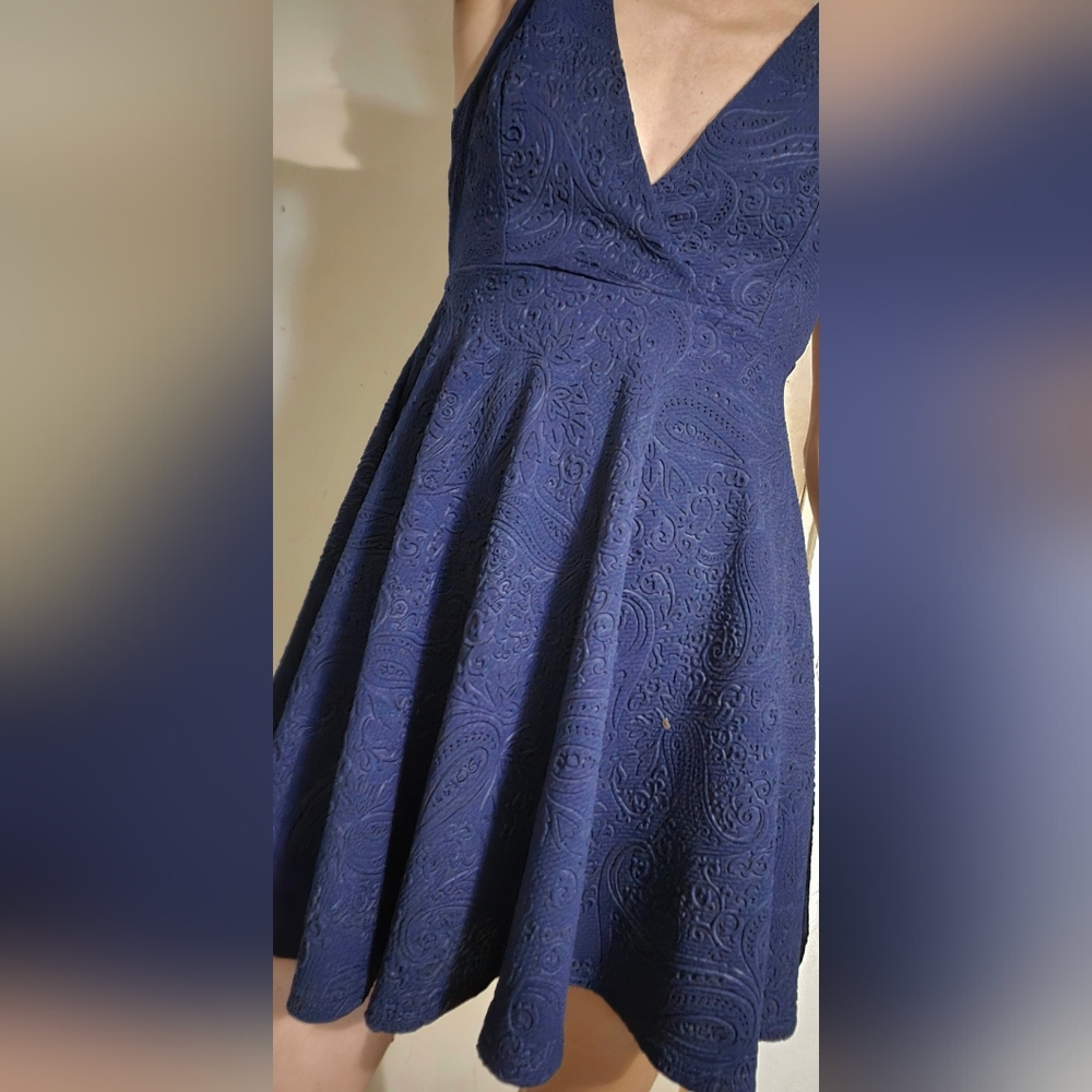 🌠A'gaci🌠texturized royal blue elegant mini dress - Picture 5 of 5